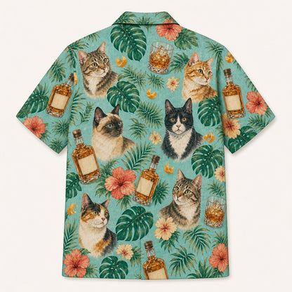 Whiskey & Cats Tropical Hawaiian Shirt - Back view