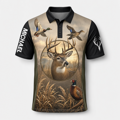 Hunter Wildlife AOP Polo – Personalized Sleeve Name - Personalized Polo shirt - All over printed 893da237-20b5-4028-ac5f-54ba819b5e76.png