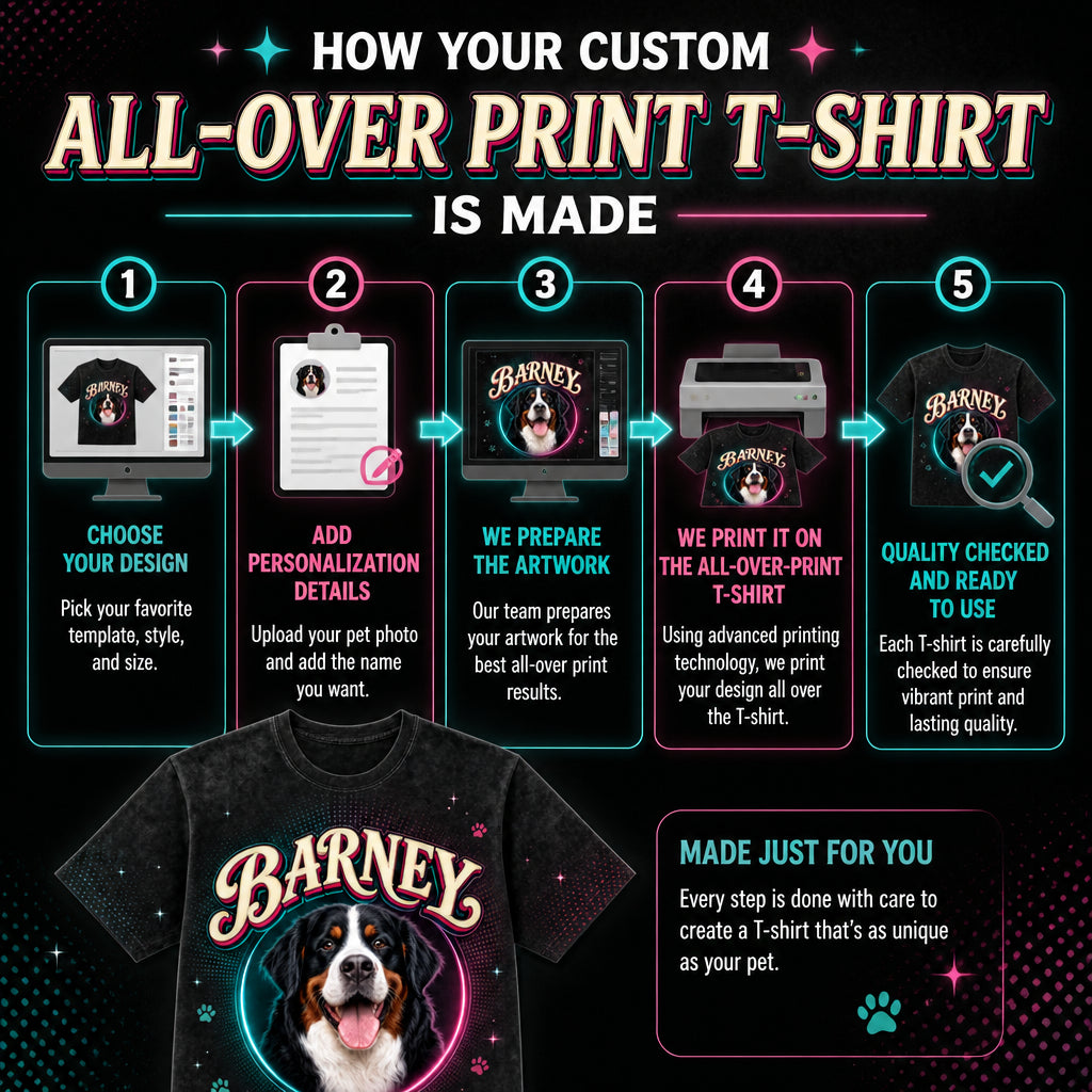 Custom Pet Photo Retro Glow Name Tee - How it is made