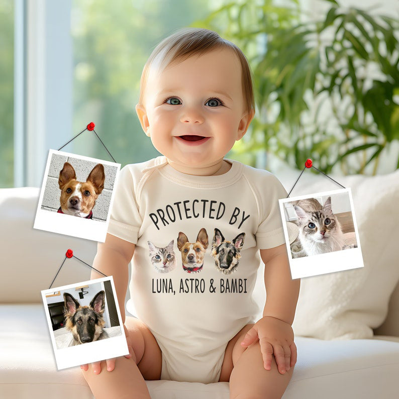 Custom Protected by Pets , Upload Photo Dogs and Cats, Personalized Baby Shower Gift, Baby Girl, Baby Boy Bodysuit 8_10847ff7-7e03-4e68-a469-f5a71c64fe17.jpg