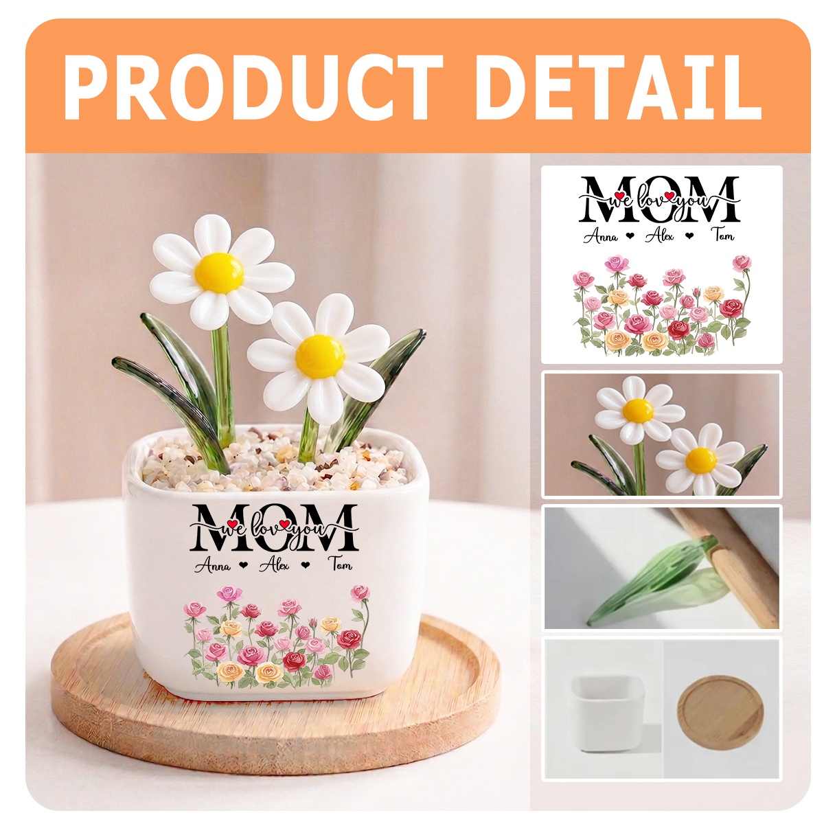 Mom We Love You - Personalized Glass Everlasting Flowers