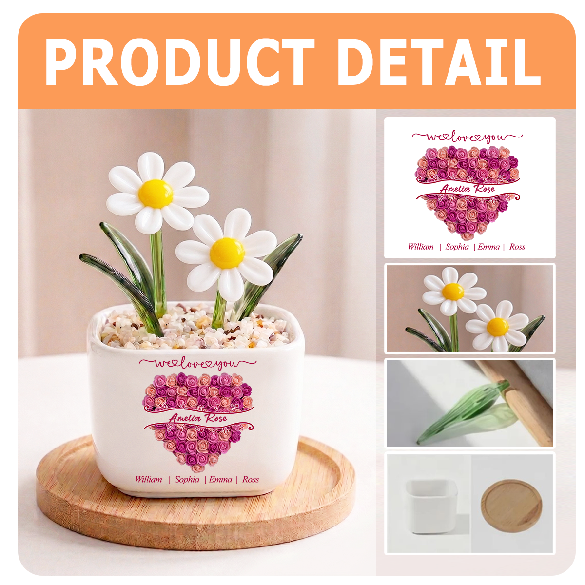 We Love You - Personalized Glass Everlasting Flowers
