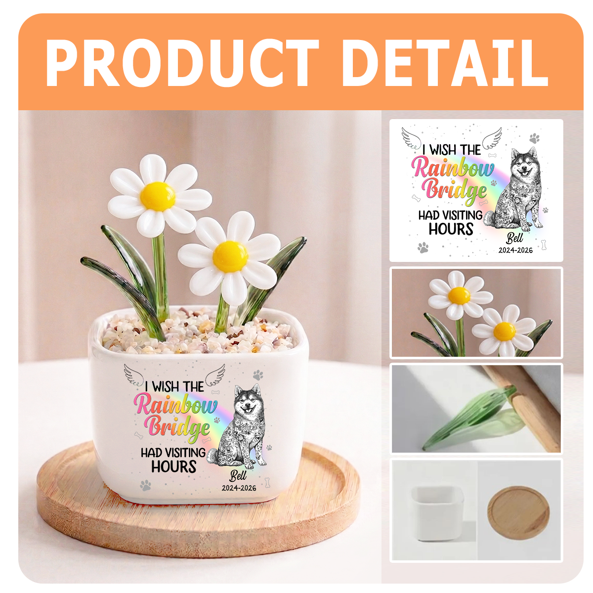 Piece Of My Heart Personalized Glass Everlasting Flowers