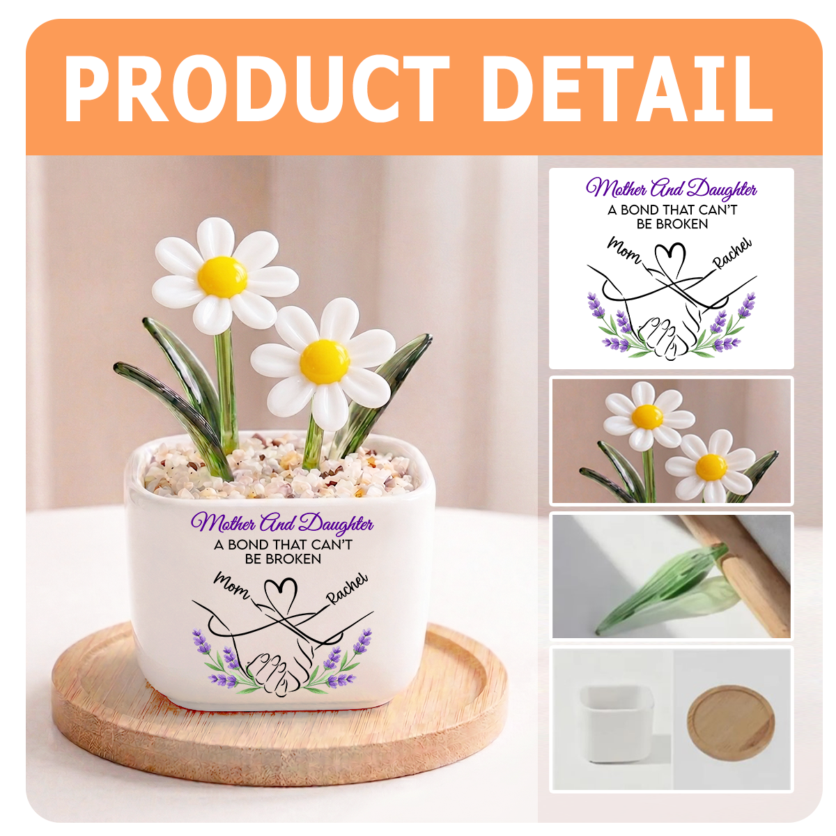Holding Hands - Personalized Glass Everlasting Flowers