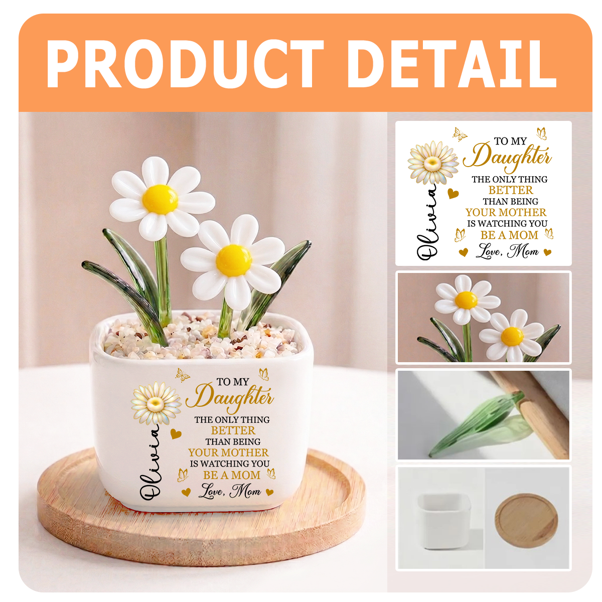 Being Your Mother Personalized Glass Everlasting Flowers