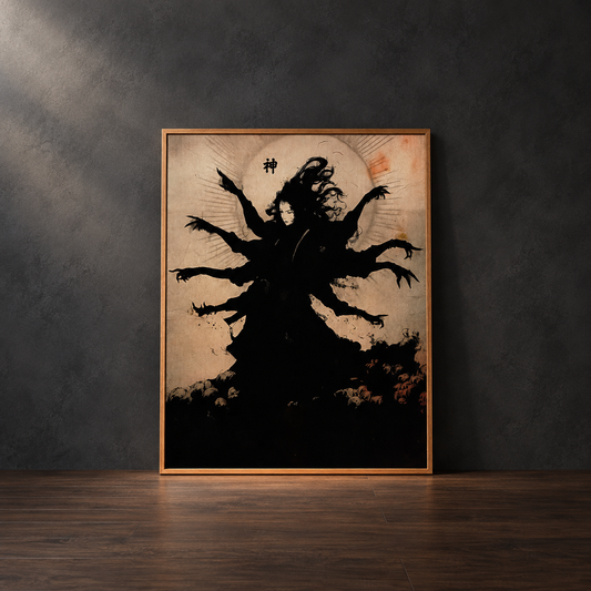 Japanese Dark Goddess Matte Canvas – Gothic Kami Spirit Wall Art, Occult Mythology & Folklore Decor 8a135db0-4b7b-4768-9a64-b60a2c1c7c30-Framed-artwork-in-charcoal-and-walnut-tones.png