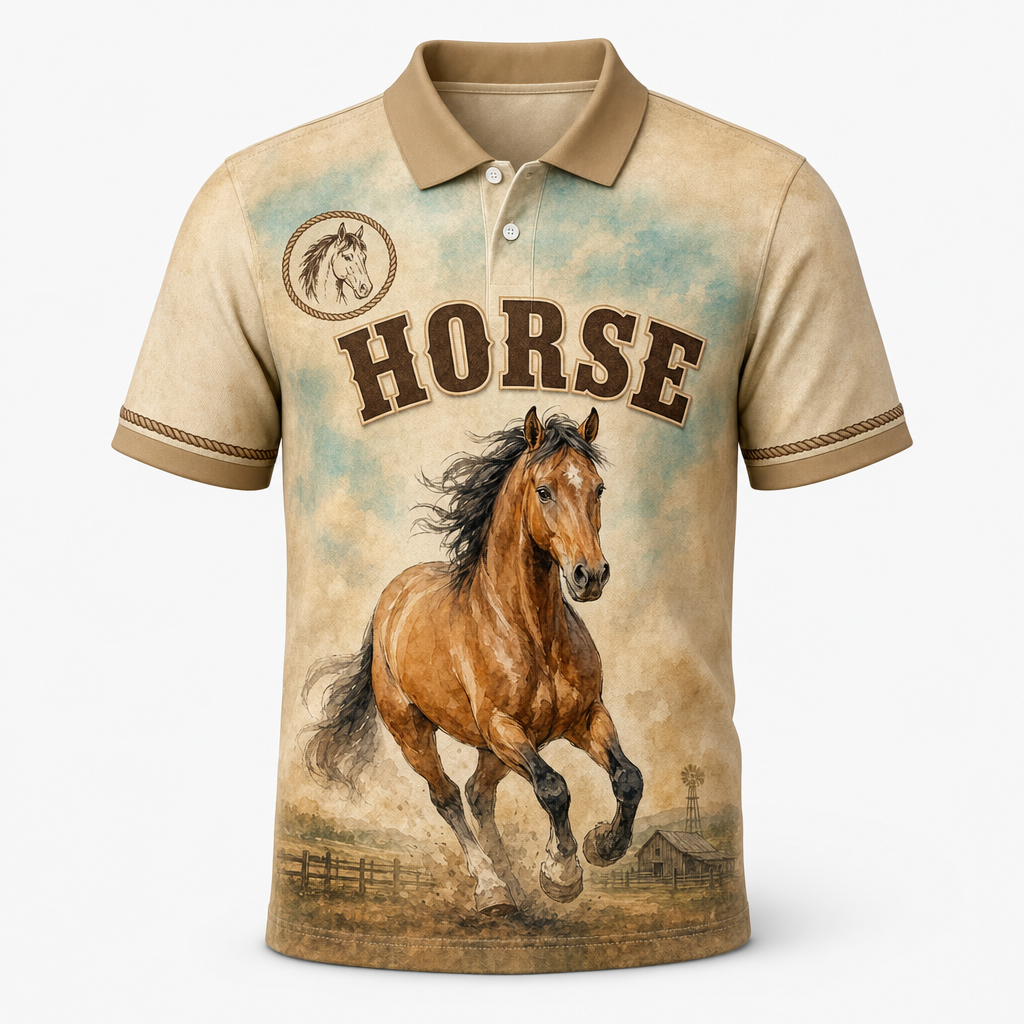 Rustic Ranch Horse AOP Polo - Polo shirt - All over printed 8a61246c-5cf0-4bef-b15f-9c2db58b8174.png