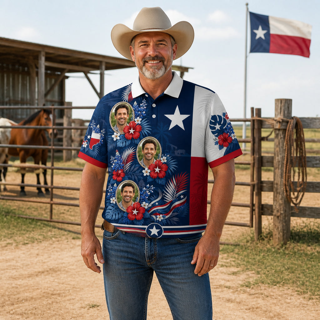 Custom Photo Texas Flag Hawaiian Shirt - Lifestyle 1
