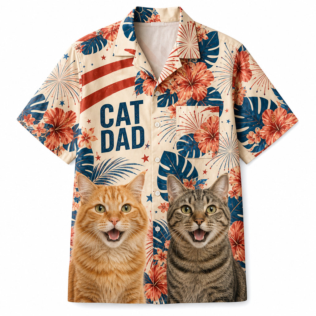 Cat Dad Patriotic Hawaiian - Hero