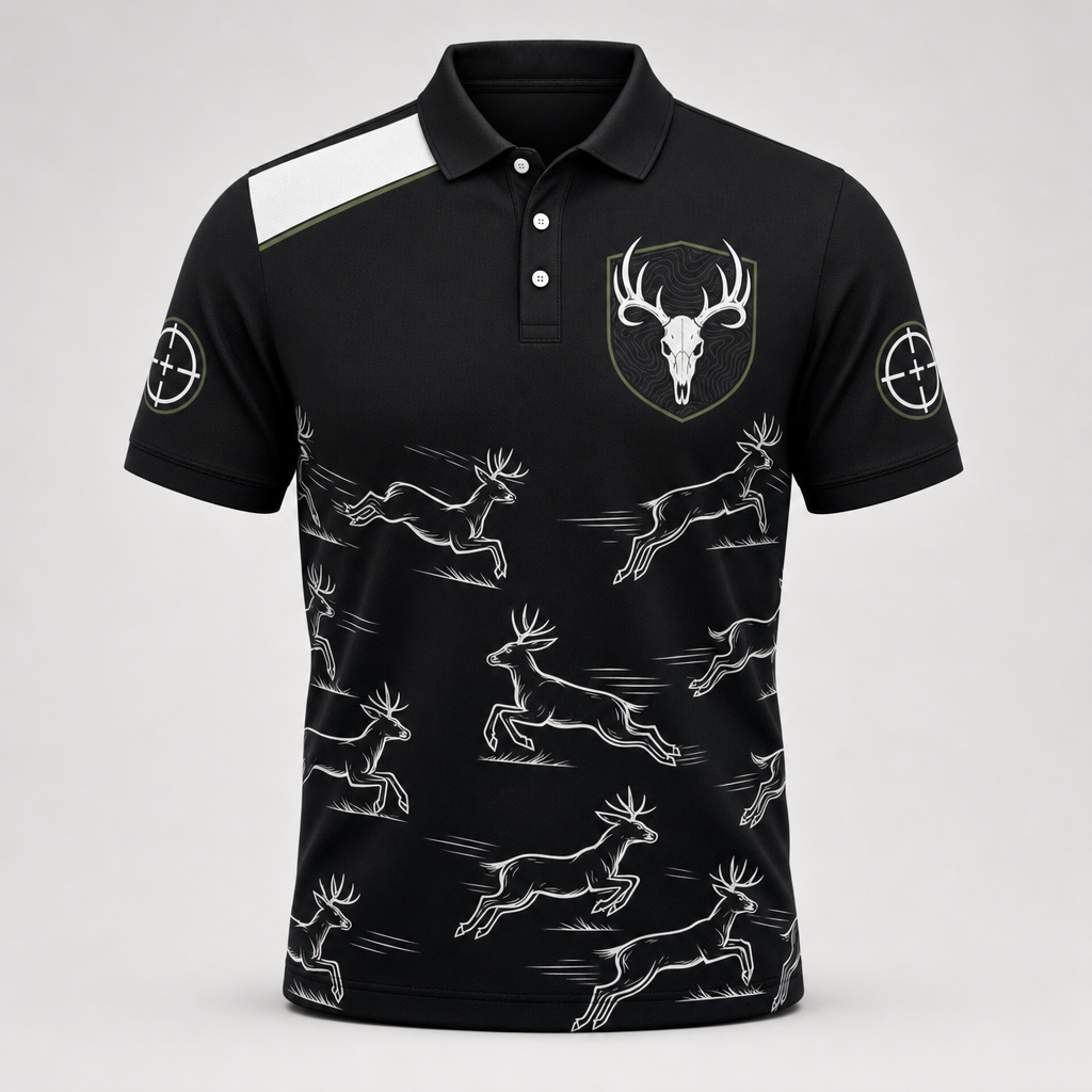 Patriotic Buck Skull Hunter AOP Polo - Polo shirt - All over printed 8b708fb4-92ce-493c-b678-886d71f40a55.png