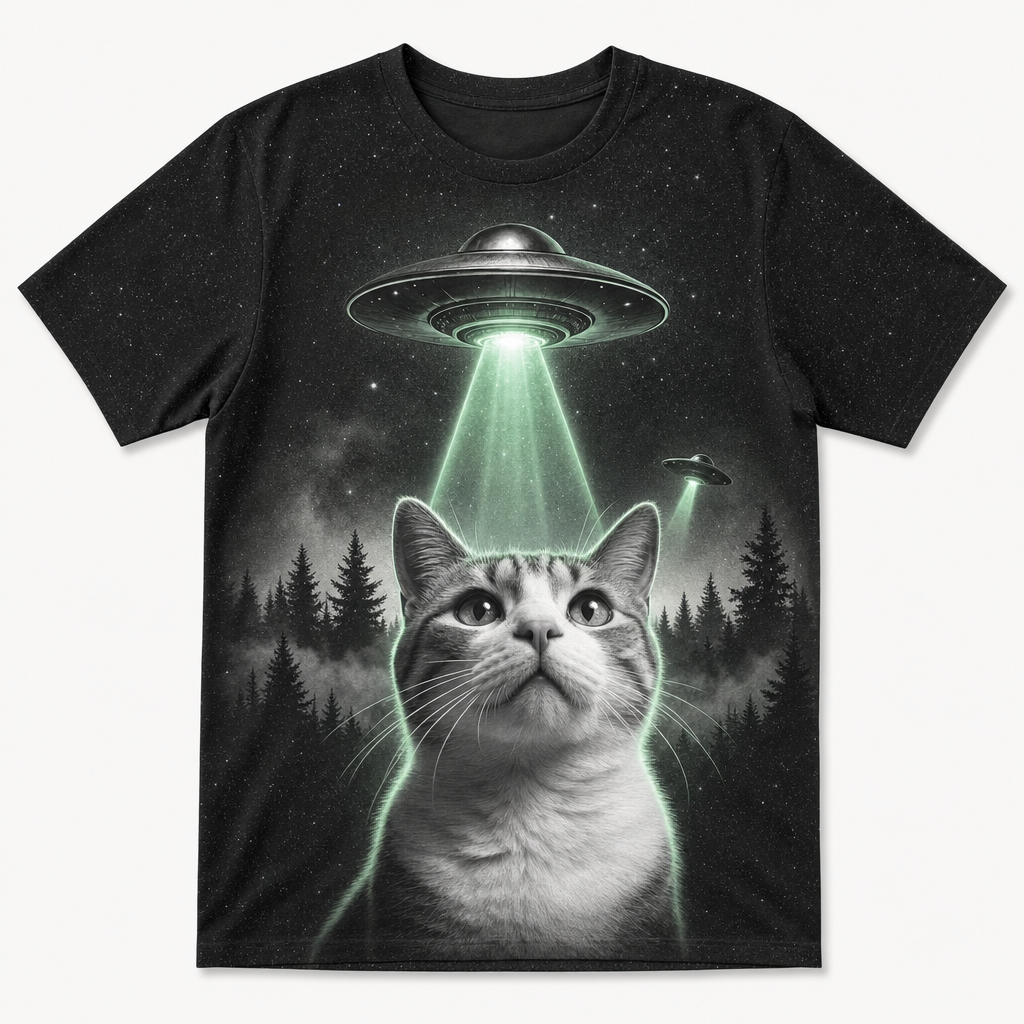 Retro UFO Pet Portrait Tee - Hero