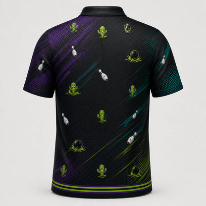 Personalized Cactus Strike Bowling Polo Shirt – Custom Name, All-Over Print
