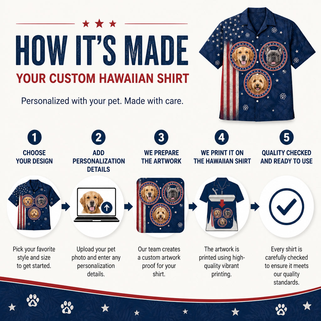 Stars & Paws Custom Pet Photo Hawaiian Shirt - How to customize