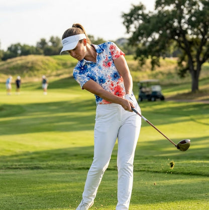 Red, White & Blue Watercolor Floral Name Polo - Personalized Polo shirt - All over printed 8c.jpg