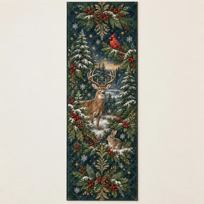Quilted Woodland Christmas Table Runner, Deer, Cardinal & Rabbit Holiday Design, Rustic Winter Dining Table Decor 8e0831e0-d1dc-48b9-a20f-e19563a04970-zcc.png