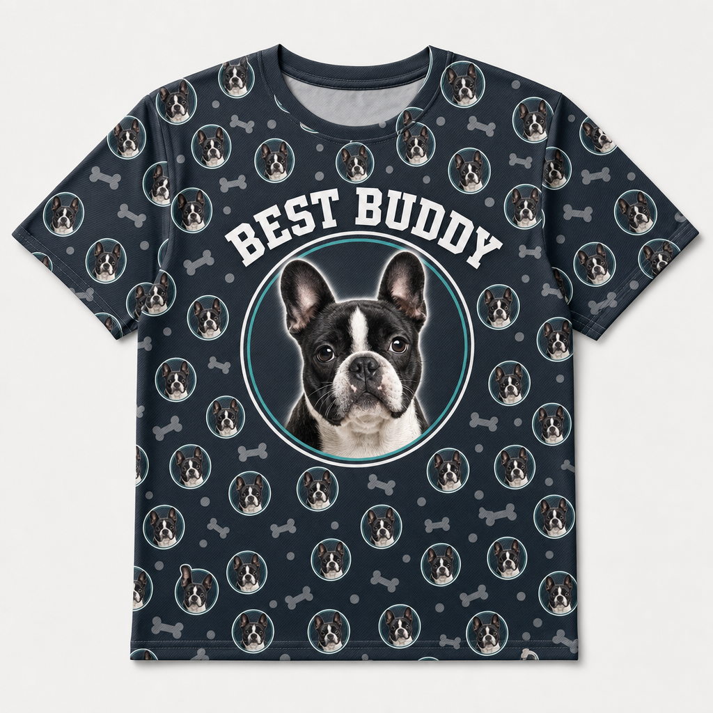 Custom Pet Photo Pattern AOP T‑Shirt - Hero