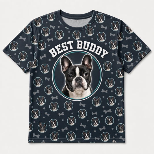 Custom Pet Photo Pattern AOP T‑Shirt - Hero