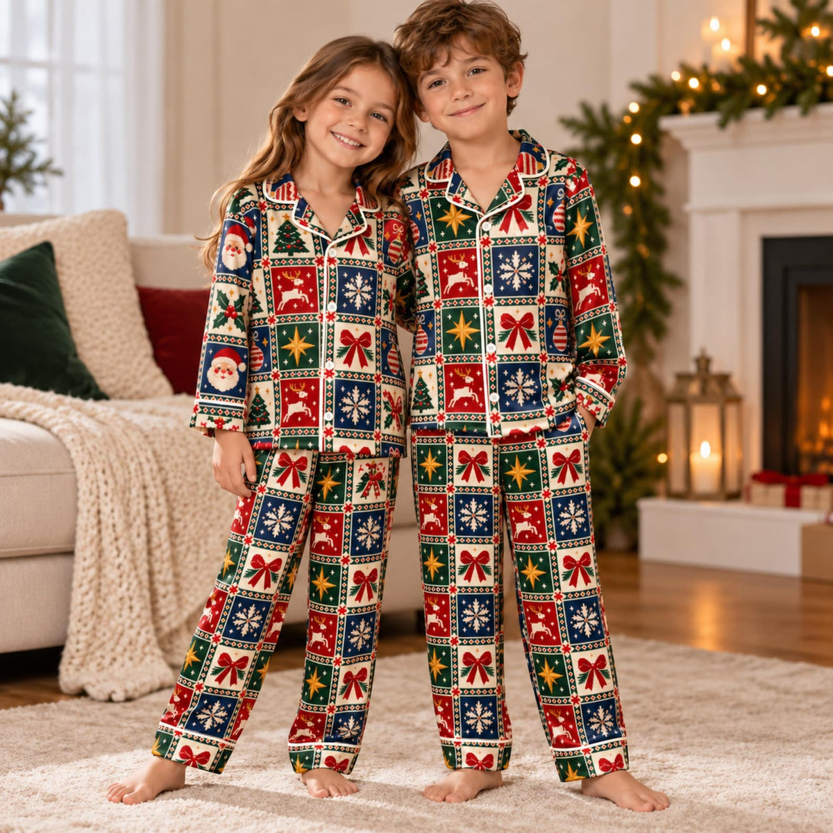 Matching Family Christmas Pajamas, Satin Pajama Set with Vintage Patchwork Print 8ea73c45-43f0-4648-92c0-8bc62a333d3c-il_1588xN.8675798219_9v1c.jpg