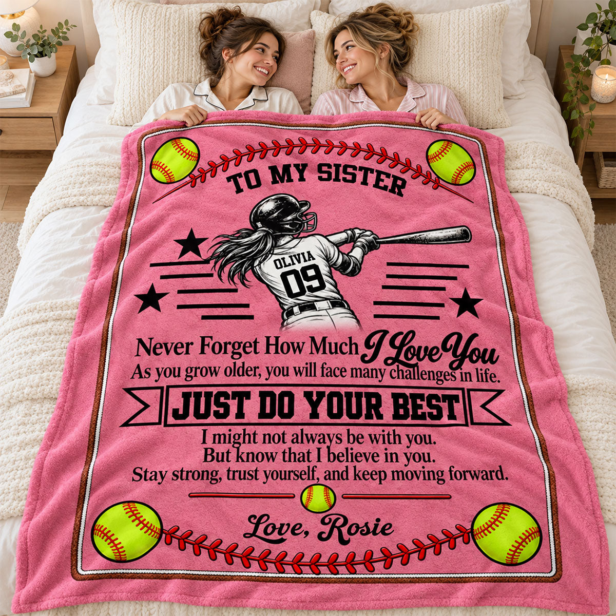 To My Granddaughter Softball Version - Personalized Blanket 8ea7e220-230c-4fd0-8729-3f383501bbeb-3.jpg