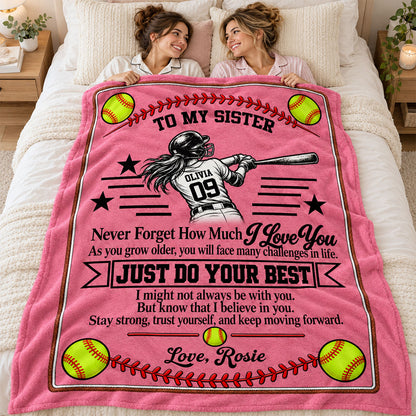 To My Granddaughter Softball Version - Personalized Blanket 8ea7e220-230c-4fd0-8729-3f383501bbeb-3.jpg