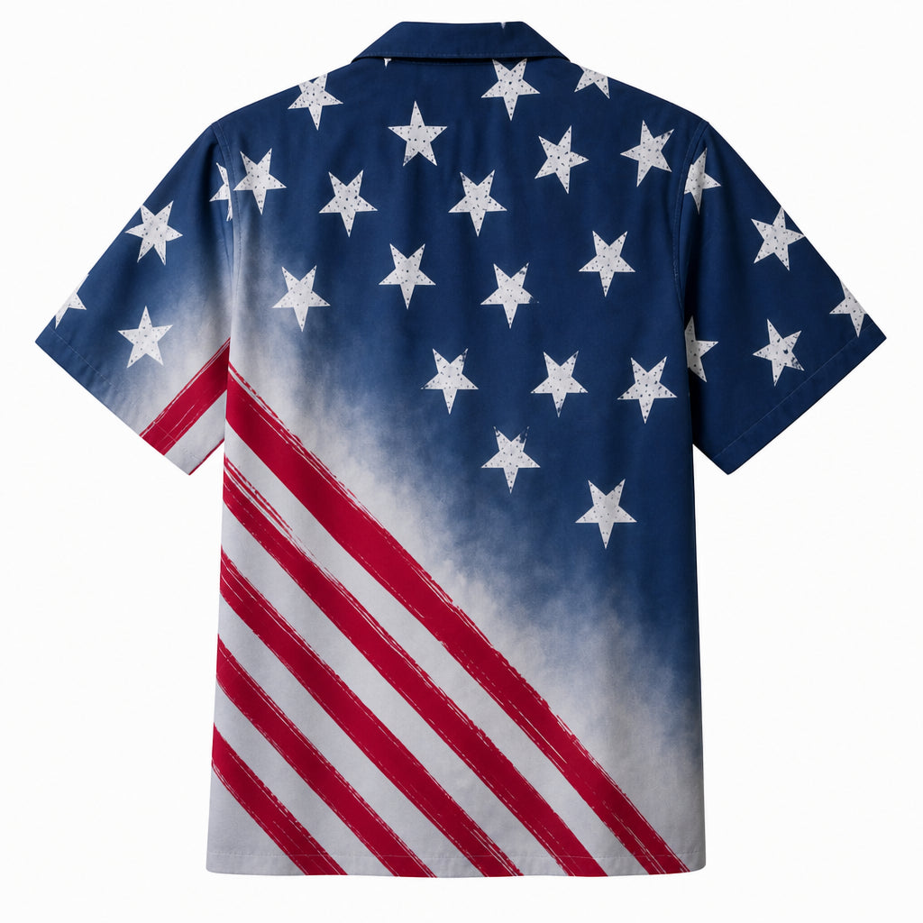 Custom Photo Patriotic Cat Hawaiian Shirt - Back view