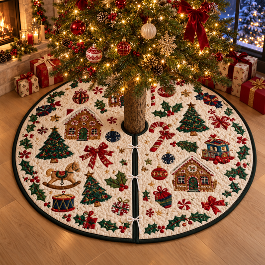 Quilted Christmas Tree Skirt, Gingerbread Christmas Tree Skirt, Vintage Holiday Tree Decor, Candy Cane Xmas Tree Skirt, Christmas Home Decor 8f9d88a1-3829-4677-a530-a04afe4bf4e5-banner-1.png
