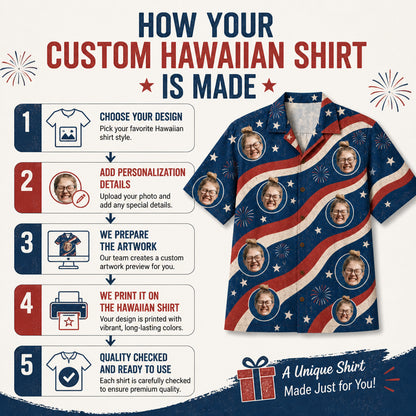 Patriotic Custom Face Hawaiian Shirt - How to customize