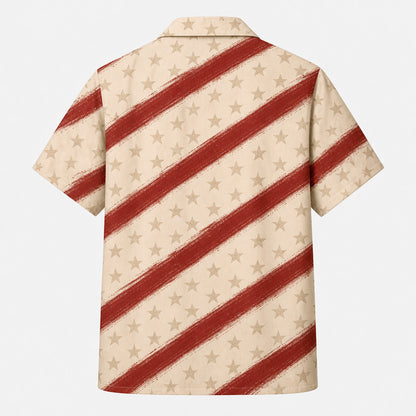 Patriotic Dog Dad Hawaiian Shirt – Custom Pet Photo - Back view