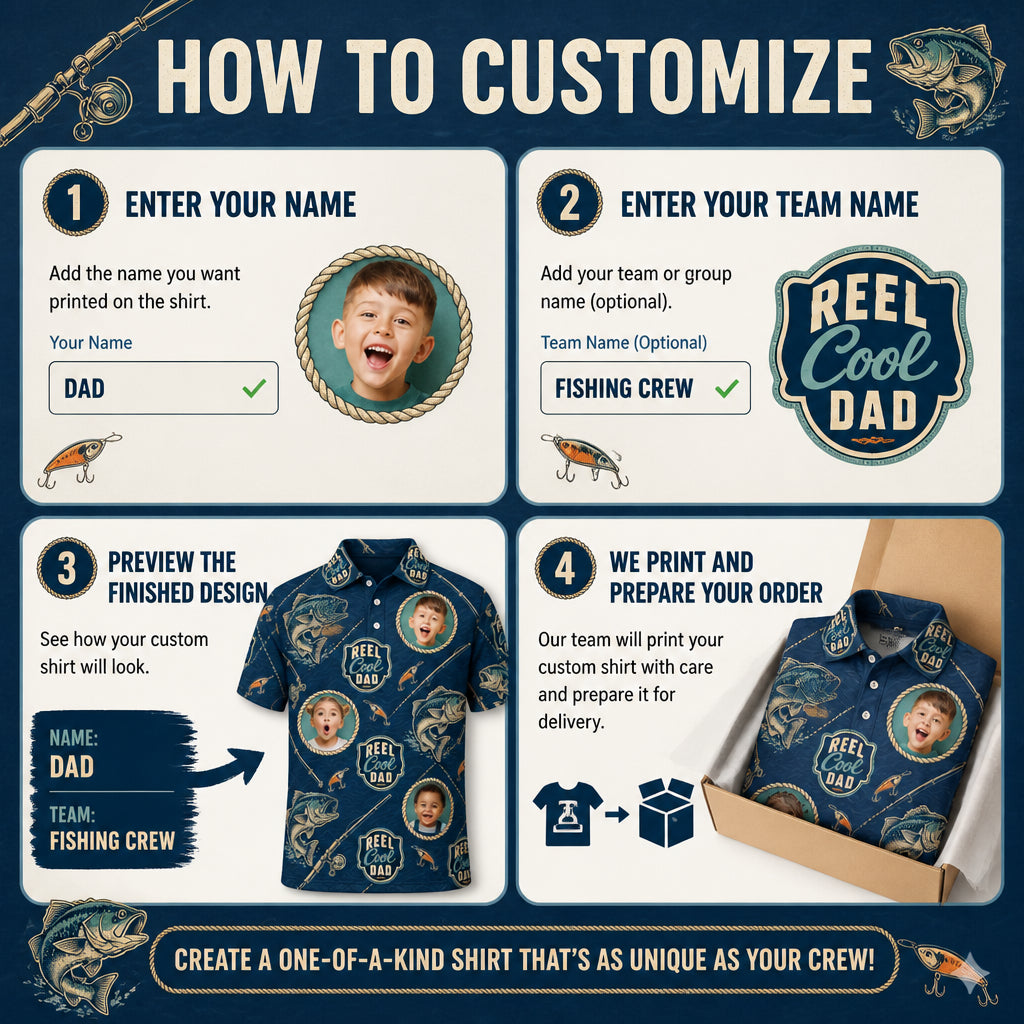 Reel Cool Dad Photo Fishing Polo - How to customize