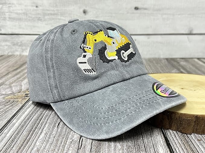 Embroidered Excavator Baseball Hats for Girls Boys