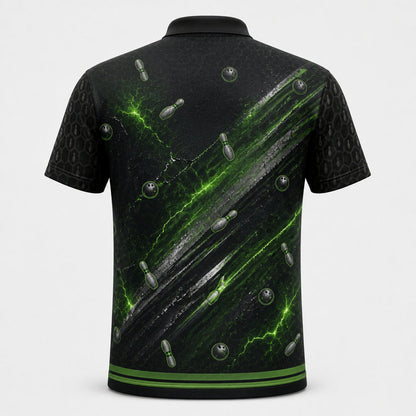 Personalized Electric Snake Bowling Polo Shirt – Custom Name, All-Over Print