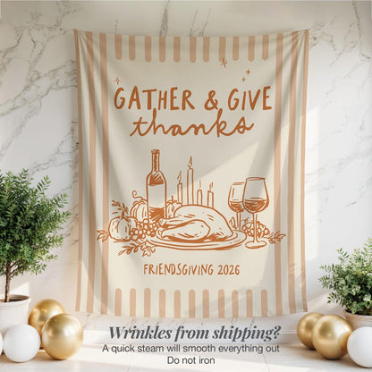 Personalized Friendsgiving Backdrop – Gather & Give Thanks Thanksgiving Tapestry, Custom Fall Party Banner & Autumn Decor 91670cd6-36f7-4f51-b643-6e3deb1b28bc-m1.jpg