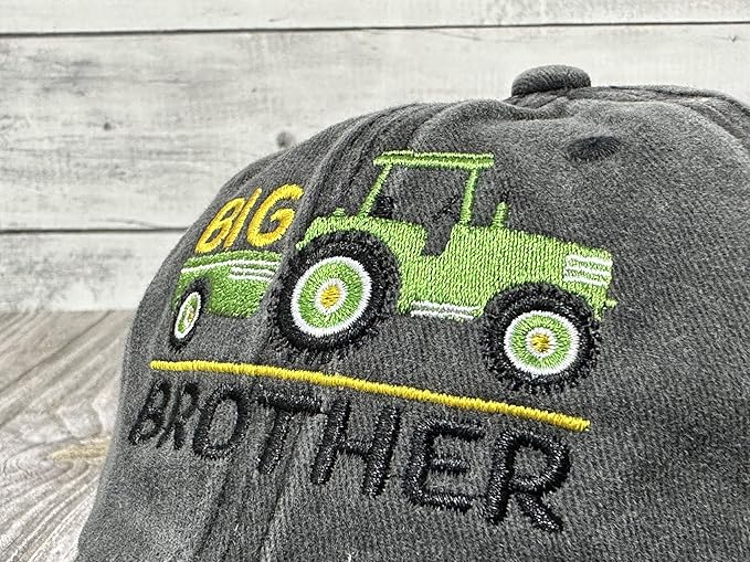Embroidered Farm Tractor - Big Brother Baseball Hats for Girls Boys