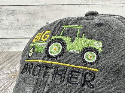 Embroidered Farm Tractor - Big Brother Baseball Hats for Girls Boys