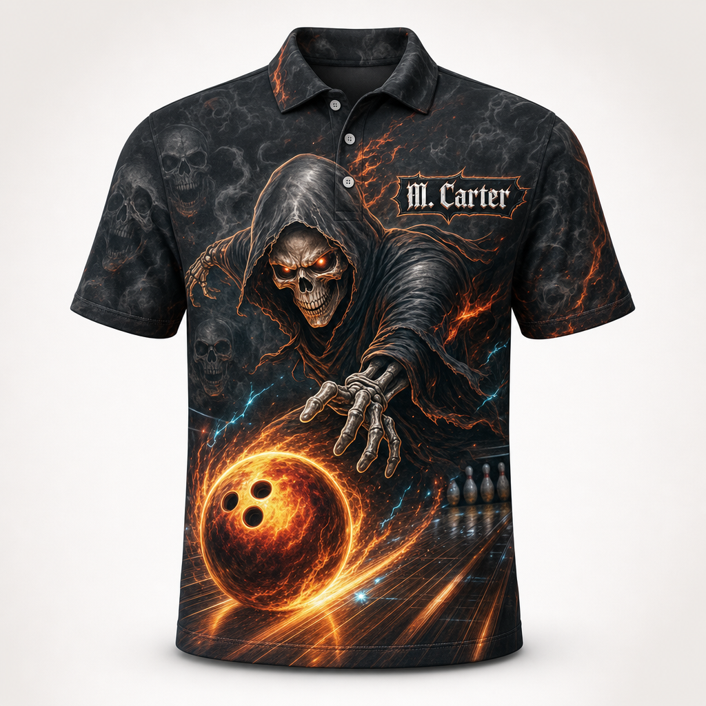 Flaming Reaper Bowling Team AOP Polo – Custom Team & Player Name - Personalized Polo shirt - All over printed 9189b577-b0d1-4080-a697-63664154ca0c.png
