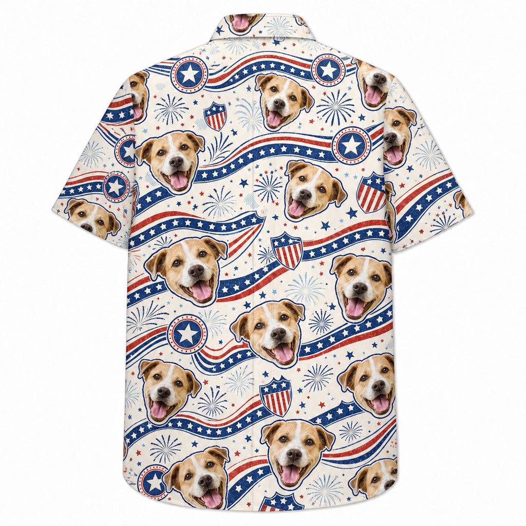Patriotic Pet Face Hawaiian Shirt – Photo Upload - Back view