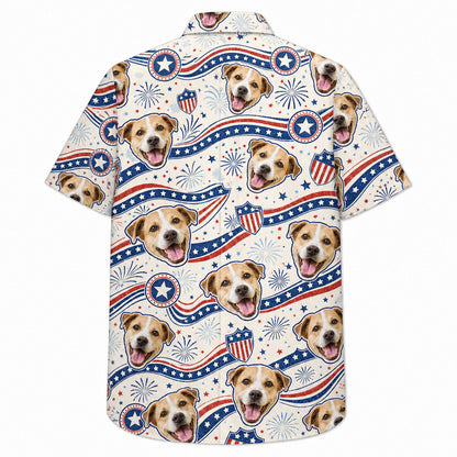 Patriotic Pet Face Hawaiian Shirt – Photo Upload - Back view