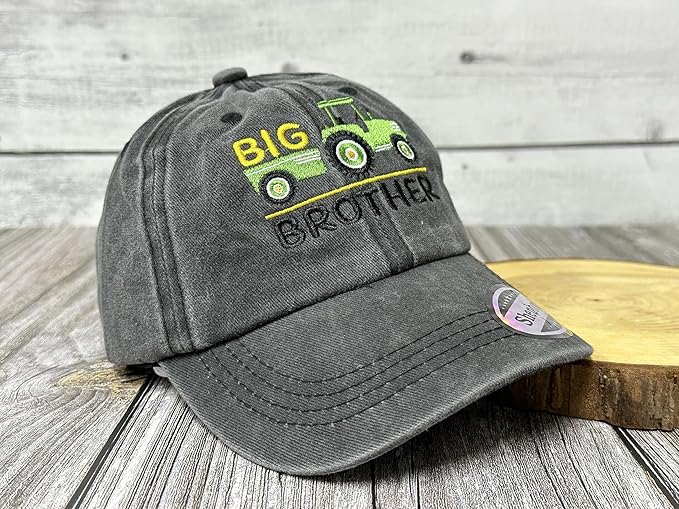 Embroidered Farm Tractor - Big Brother Baseball Hats for Girls Boys