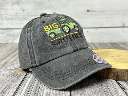 Embroidered Farm Tractor - Big Brother Baseball Hats for Girls Boys