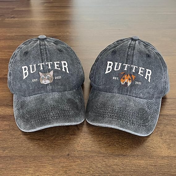 Custom Embroidered Dog Mom Hat, Personalized Dad Cap Embroidery, Dog Portrait, Unisex-Adults, Men's Adult, Cotton, S, Embroidered Hat, Letter Print