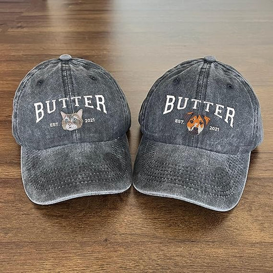 Custom Embroidered Dog Mom Hat, Personalized Dad Cap Embroidery, Dog Portrait, Unisex-Adults, Men's Adult, Cotton, S, Embroidered Hat, Letter Print