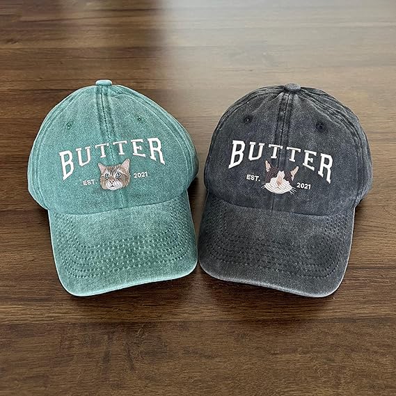 Custom Embroidered Dog Mom Hat, Personalized Dad Cap Embroidery, Dog Portrait, Unisex-Adults, Men's Adult, Cotton, S, Embroidered Hat, Letter Print