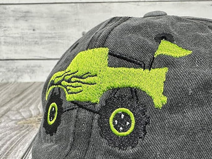 Embroidered Monster Truck Baseball Hats for Girls Boys