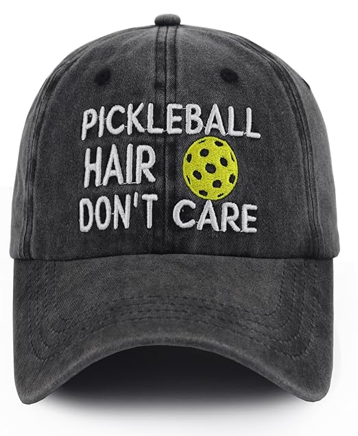 Pickleball Hair Don't Care Hats for Men Women, Funny Adjustable Embroidered Wash Cotton Gifts Baseball Caps 91t1zKJzSrL.SX522.jpg?v=1742187660