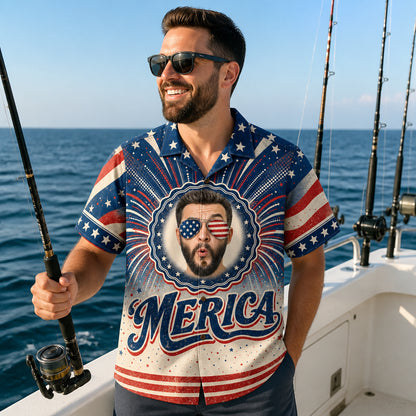 ’Merica Face Photo Hawaiian Shirt - Lifestyle 1