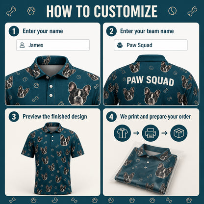 Custom Pet Face Repeat AOP Polo - How to customize