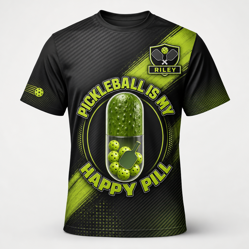 Pickleball Happy Pill AOP Tee with Custom Name - Personalized T-Shirt - All over printed 92fdb9e5-7ba7-45d6-b00c-9bac1b1952fa.png