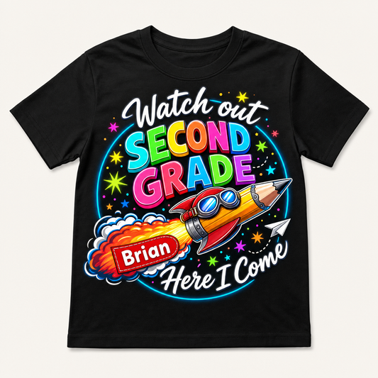 Watch Out Second Grade – Here I Come Kids Name Tee - Personalized T-Shirt - All over printed 9331db20-41d3-44db-8c59-f9bafd941466.png