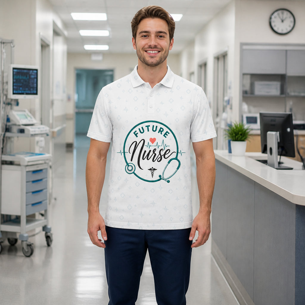 Future Nurse Badge AOP Polo - Polo shirt - All over printed 93cb9293-39c7-47a2-8b12-bc9938b44ba2.jpg