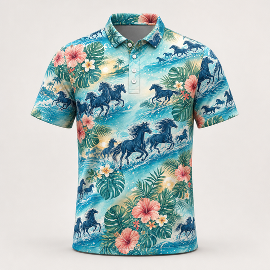 Tropical Horses All‑Over Polo - Polo shirt - All over printed 9530e477-f384-4ad0-aaf5-ef5a68575538.png